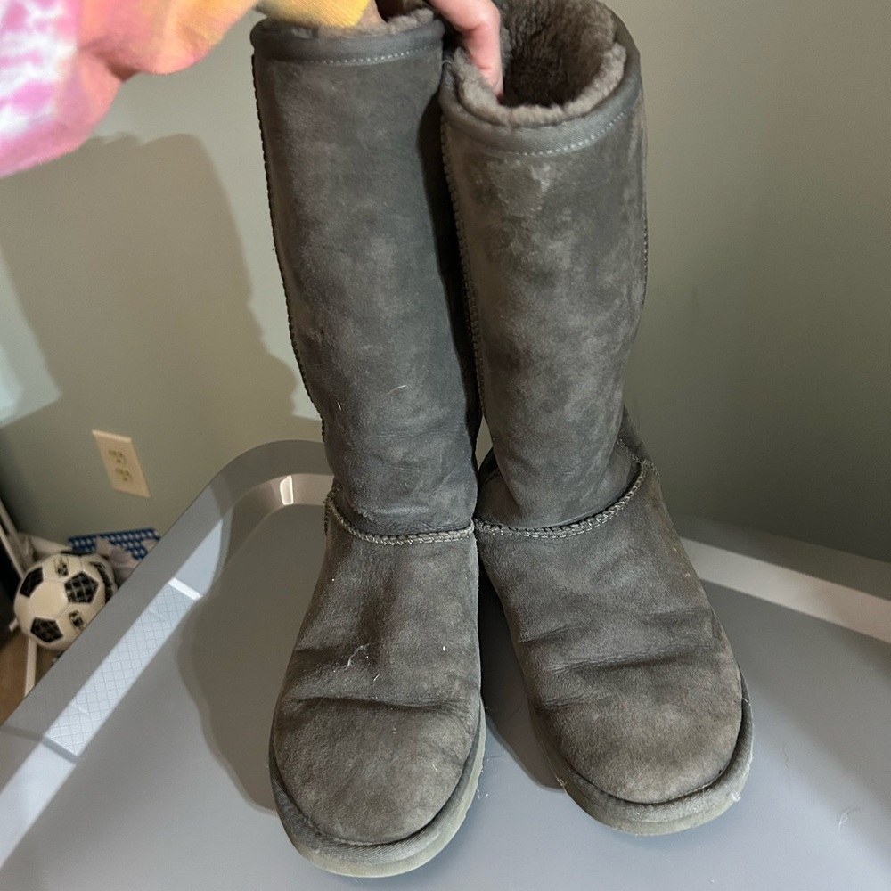 Gray tall UGGs